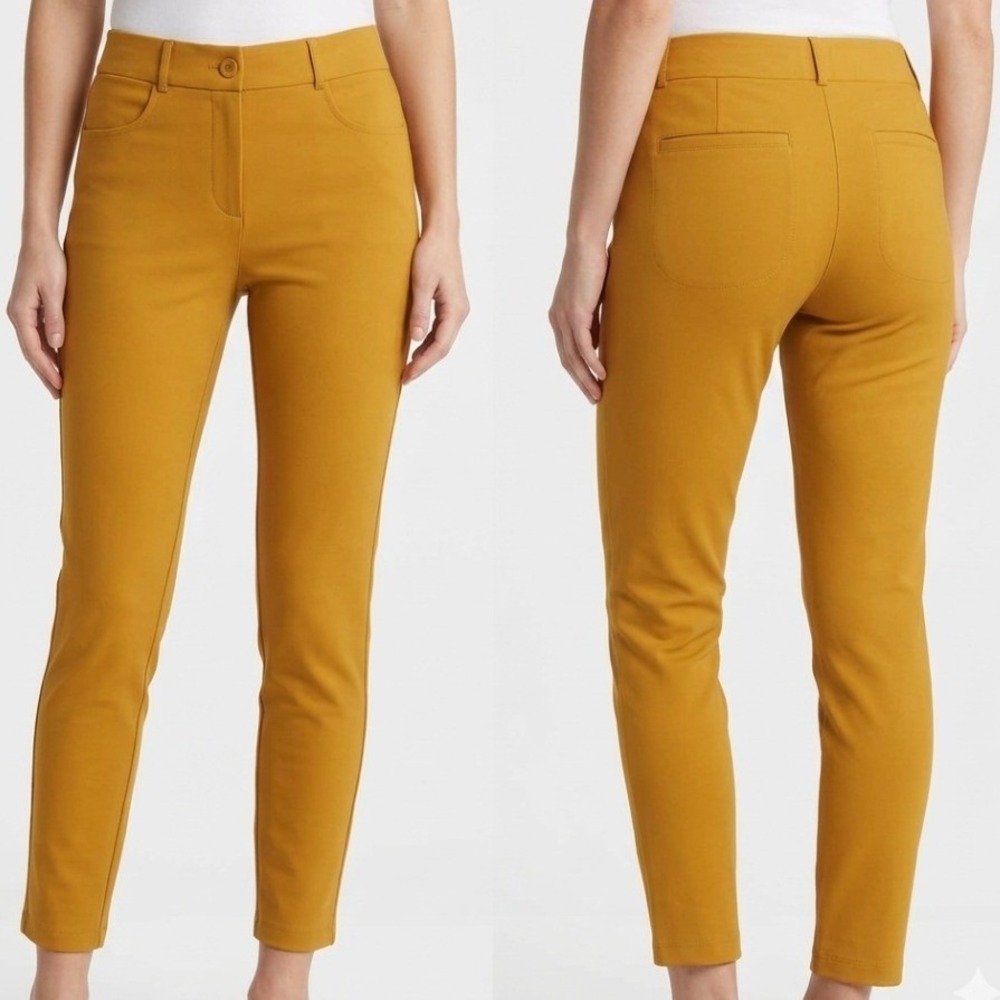 Betabrand Dress Pant Yoga Pants Women XL‎ Petite Mustard Yellow Skinny Workwear